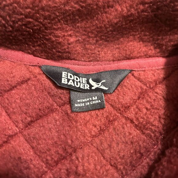 Eddie Bauer Women's Medium Red Jacket Quilted Full-Zip Fleece - Picture 5 of 13